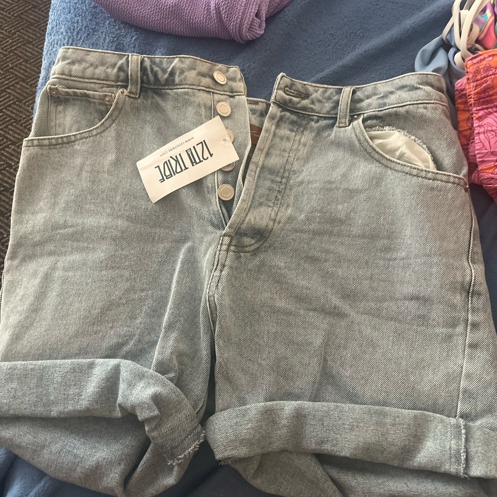 12th Tribe Gray Jean Shorts